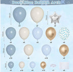 Dusty Blue Balloons Arch Kit, Fog Blue Sand White Champagne Gold Latex Confetti Star Foil Balloon for Baby Bridal Shower Birthday Boho Party