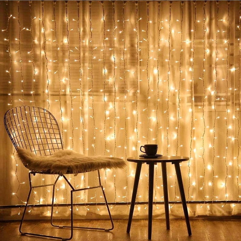 300 LED Curtain Lights with 18 Hang Down String Lights, 10×10 ft Plug in Hanging Fairy Lights for Twinkle Lights for Wedding Backdrop Patio