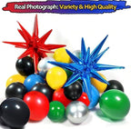 137pcs Red Blue Yellow Green Black Balloon Arch Garland Kit with  Starburst Balloons for Birthday ,Carnival , Video Game Super Balloons Arch