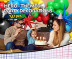 137pcs Red Blue Yellow Green Black Balloon Arch Garland Kit with  Starburst Balloons for Birthday ,Carnival , Video Game Super Balloons Arch