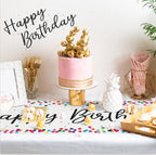 Happy Birthday Table Runner 72 Inches White Table Runner Celebrate Birthday Party Table Decor, White
