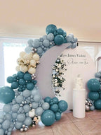 Dusty Blue Balloon Garland Kit - 145pcs Blue Balloon Arch kit with Dusty Blue, Baby Blue, Sand White, White Balloons Perfect for Baby Shower