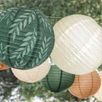 Sage Green and Gold Beige , Olive Green and Gold Party Supplies,Hanging Paper Lanterns Baby Shower , Birthday Party Decorations ,6 PCs