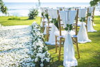 White Chair Sashes Wedding Aisle: 16 Packs Sheer Fabric Chair Cover Decorations for Church Pew Party Outdoor Ceremony Event Chair Draping