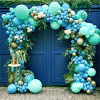 Teal Mint Gold Balloon Garland Kit, Blue Green Balloon Arch, Baby Shower Birthday Party Decorations, Elegant Photo Backdrop