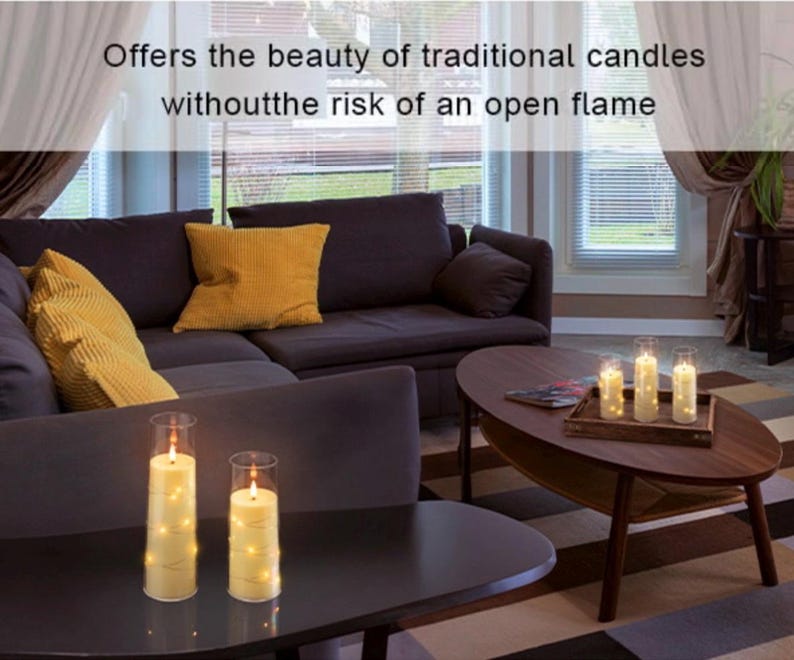 Flameless LED Candles with Embedded Star String, 5 Pcs Battery Operated Acrylic Pillar Candles with Timer and Remote, Flickering Candles