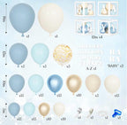 153pcs Dusty Blue Balloon Baby Shower Decorations for Boy with Baby Boxes, Blue Balloon Arch Kit Baby Boxes with Letter (A-Z+Baby)
