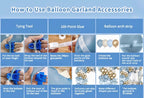 Dusty Blue Balloons Arch Kit, Fog Blue Sand White Champagne Gold Latex Confetti Star Foil Balloon for Baby Bridal Shower Birthday Boho Party