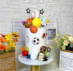 Sports Cake Toppers Sports Cake Decoration with Soccer Football Baseball Basketball Tennis Golf for Boys Men Sports Theme Birthday Party