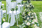 White Chair Sashes Wedding Aisle: 16 Packs Sheer Fabric Chair Cover Decorations for Church Pew Party Outdoor Ceremony Event Chair Draping
