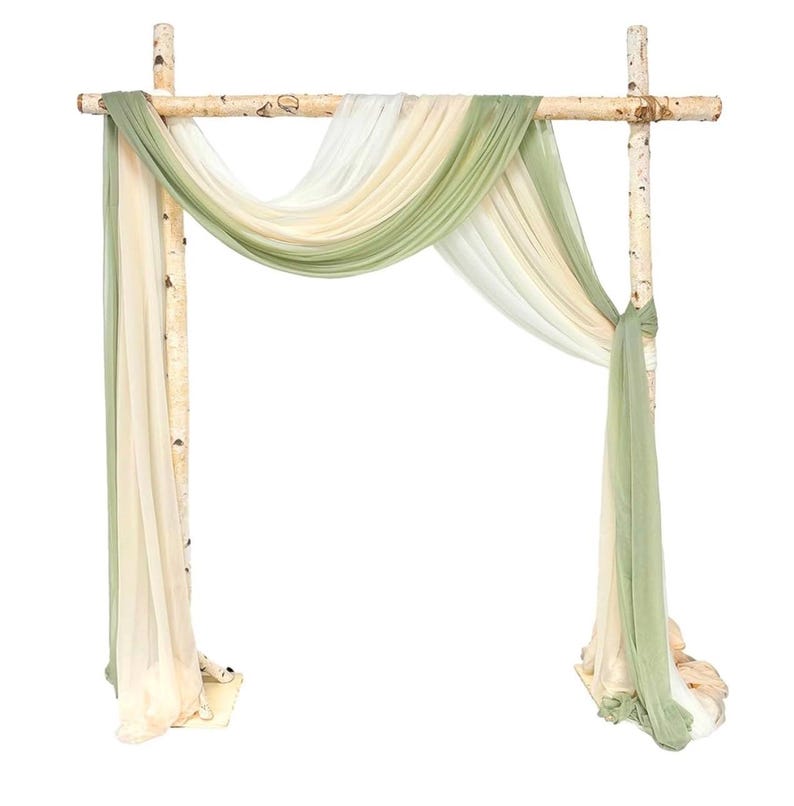 3 Panels Wedding Arch Draping Fabric, Sage Green Chiffon Fabric Wedding Backdrop Curtain Sheer Hanging Draping Fabric for Wedding Ceremony