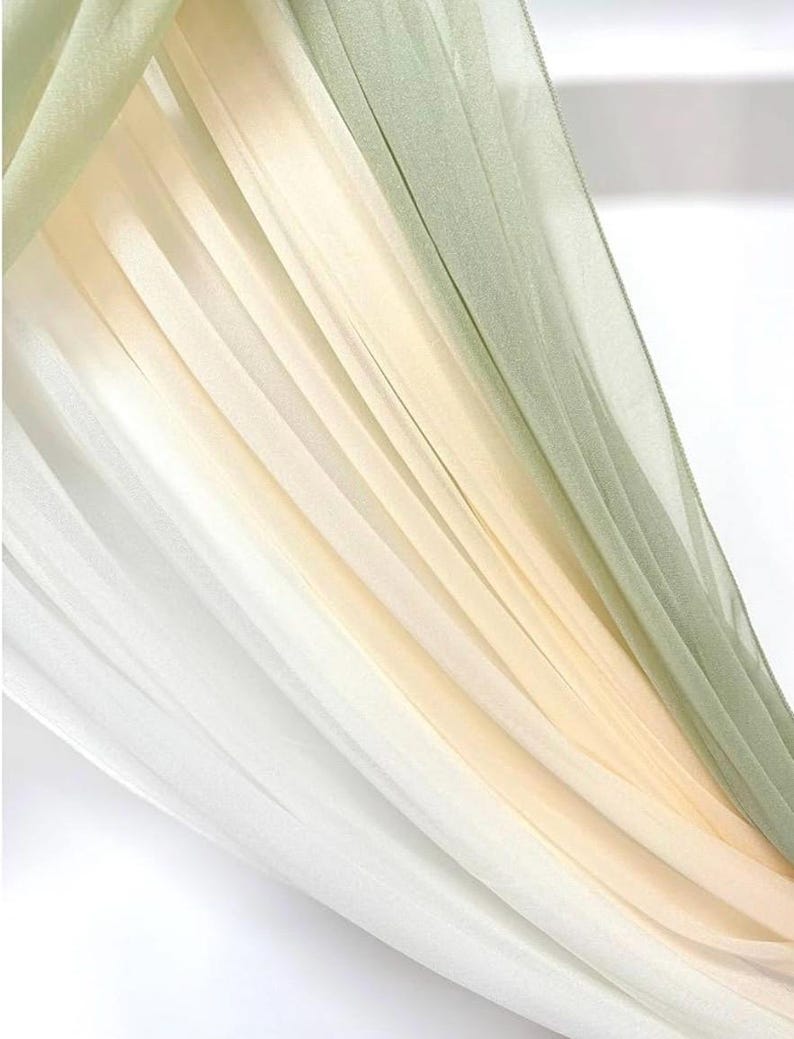 3 Panels Wedding Arch Draping Fabric, Sage Green Chiffon Fabric Wedding Backdrop Curtain Sheer Hanging Draping Fabric for Wedding Ceremony
