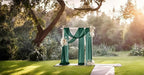 Wedding Arch Draping Fabric 1 Panel 30'' x 18FT Emerald Green Sheer Chiffon Arch Drapery for Bridal Shower Backdrop Outdoor ,Church Ceremony