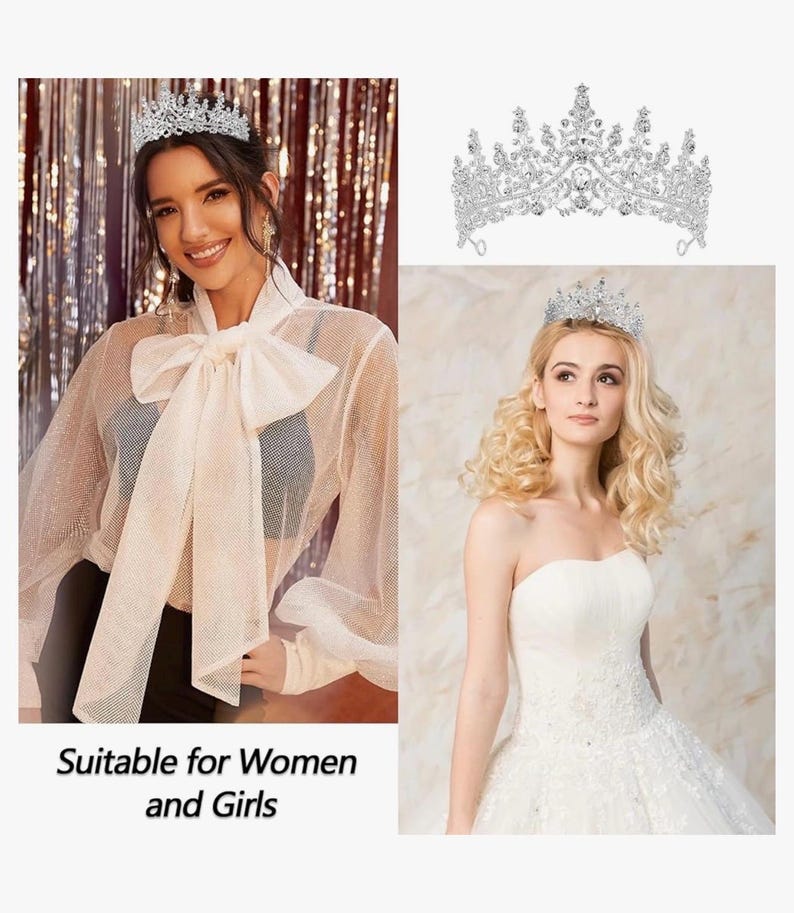 Hairband Tiara Crowns for Women Girls 2 Pieces Crystal Birthday Queen Headband Sash Elegant Princess Crown Happy Birthday Party Decorations
