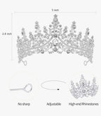 Hairband Tiara Crowns for Women Girls 2 Pieces Crystal Birthday Queen Headband Sash Elegant Princess Crown Happy Birthday Party Decorations