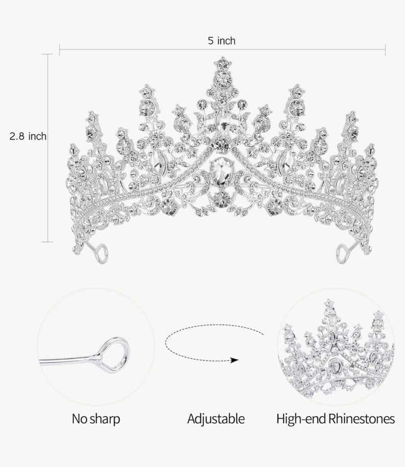 Hairband Tiara Crowns for Women Girls 2 Pieces Crystal Birthday Queen Headband Sash Elegant Princess Crown Happy Birthday Party Decorations