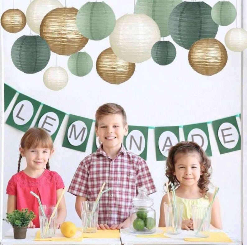Paper Lanterns Decorative,Round Hanging Paper Lanterns Decorations for Rustic Party Bridal Shower Wedding Sage Green Birthday Party Supplies
