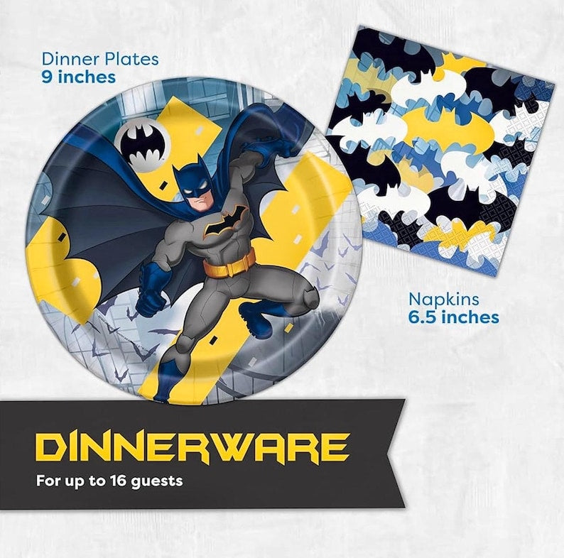Batman Birthday Party Supplies, Batman Party Supplies Batman Birthday Decorations,Batman Party Decorations ,Banner,Table Cover, Masks,Plates