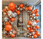 Orange Silver Balloon Garland Metallic Silver Orange Pearl Clear balloon Arch Kit for Halloween Fall Thanksgiving Halloween Baby Shower
