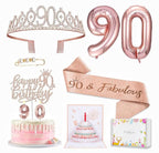 90th Birthday Decorations Gifts for Women Birthday Party Favors Including 90th Crown/Tiara Birthday fabulous 90th Sash 90th Birthday Candle
