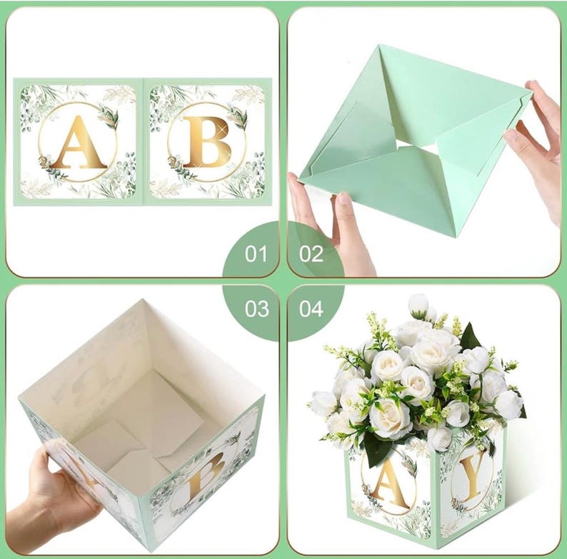 6 Pcs Baby Shower Party Decorations Baby Flower Boxes Centerpiece Rustic Table Display with Letters Gender Reveal Party Favor Block Holder