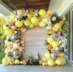 Yellow Balloon Arch Kit, Double Stuffed Pastel Yellow Sliver Metallic Balloon Garland Clear Bobo Balloons for Wedding Baby Shower Birthday