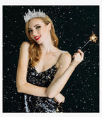 Hairband Tiara Crowns for Women Girls 2 Pieces Crystal Birthday Queen Headband Sash Elegant Princess Crown Happy Birthday Party Decorations