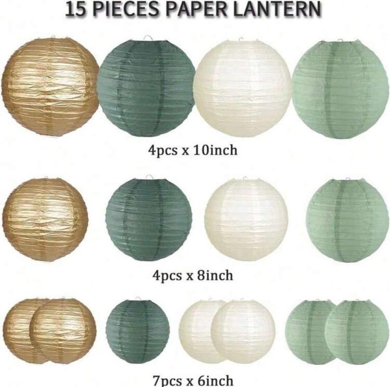 Paper Lanterns Decorative,Round Hanging Paper Lanterns Decorations for Rustic Party Bridal Shower Wedding Sage Green Birthday Party Supplies