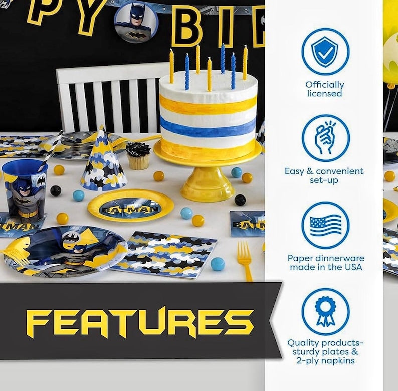 Batman Birthday Party Supplies, Batman Party Supplies Batman Birthday Decorations,Batman Party Decorations ,Banner,Table Cover, Masks,Plates