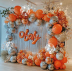 Orange Silver Balloon Garland Metallic Silver Orange Pearl Clear balloon Arch Kit for Halloween Fall Thanksgiving Halloween Baby Shower