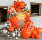 Orange Silver Balloon Garland Metallic Silver Orange Pearl Clear balloon Arch Kit for Halloween Fall Thanksgiving Halloween Baby Shower