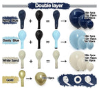 Navy Blue Balloon Garland Double Stuffed Dusty Blue White Sand Balloons Slate Blue Beige Cream Balloon Arch Kit Metallic Gold Balloons
