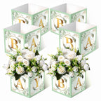 6 Pcs Baby Shower Party Decorations Baby Flower Boxes Centerpiece Rustic Table Display with Letters Gender Reveal Party Favor Block Holder