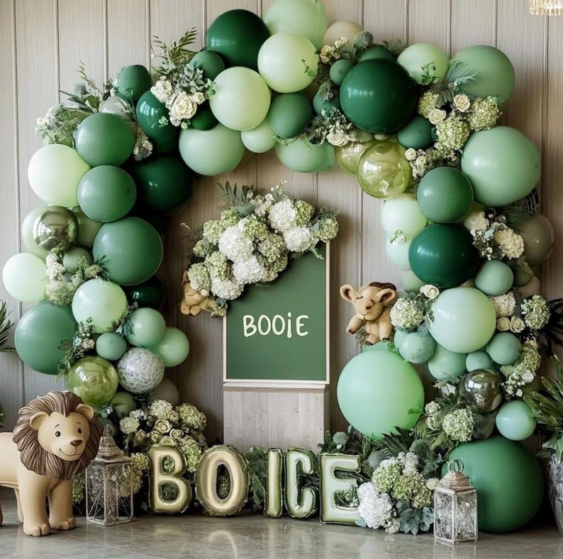 Dark Green and Sage Green Balloon Garland Double Stuffed Dusty Sage Green Balloons Forest Emerald Green Balloons Green Balloon Arch Kit