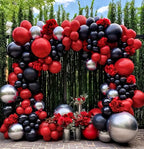Black Red Silver Balloon Garland Red Black Balloons Different Sizes Dark Red Latex Red Metallic Silver Balloon Arch Kit ,74Pcs