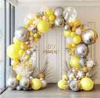 Yellow Balloon Arch Kit, Double Stuffed Pastel Yellow Sliver Metallic Balloon Garland Clear Bobo Balloons for Wedding Baby Shower Birthday