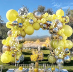 Yellow Balloon Arch Kit, Double Stuffed Pastel Yellow Sliver Metallic Balloon Garland Clear Bobo Balloons for Wedding Baby Shower Birthday