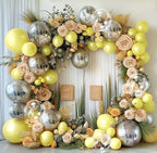 Yellow Balloon Arch Kit, Double Stuffed Pastel Yellow Sliver Metallic Balloon Garland Clear Bobo Balloons for Wedding Baby Shower Birthday