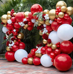 Red White Gold Balloon Arch Double Stuffed Red and White Balloons Matte Ruby Red Balloon Garland Kit Metallic Gold Latex Balloons