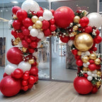 Red White Gold Balloon Arch Double Stuffed Red and White Balloons Matte Ruby Red Balloon Garland Kit Metallic Gold Latex Balloons