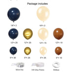 Fall Balloon Arch Kit, Navy Blue White Metallic Gold Double Stuffed Burnt Orange Fall Balloon Garland Arch Kit for Thanksgiving Balloons
