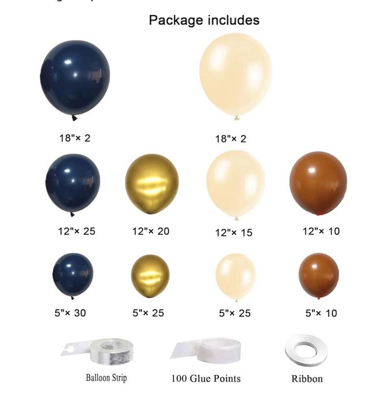 Fall Balloon Arch Kit, Navy Blue White Metallic Gold Double Stuffed Burnt Orange Fall Balloon Garland Arch Kit for Thanksgiving Balloons
