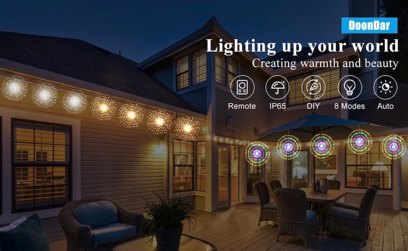 5 Pack 1000 LED Plug in Firework Lights Starburst Lights for Christmas Garden/Patio/Wedding/Party/Bedroom Outdoor or Indoor Decor,Waterproof