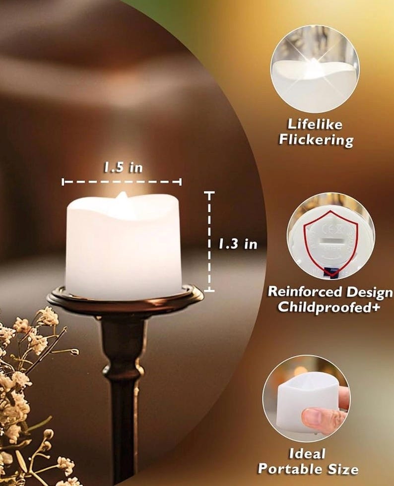 Pure White Flameless LED Tea Lights Candles, 200+Hour Battery Operated Fake Electric Votive Candles TeaLights for Christmas,Holiday,12-pack