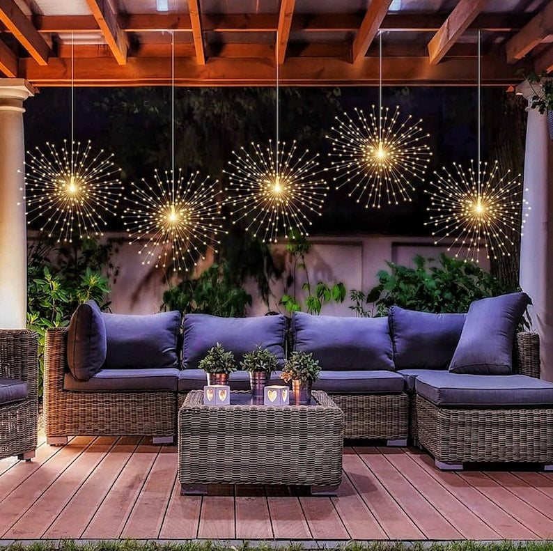 Firework Lights Waterproof Hanging, 200 LED Battery Operated Decorative String Lights Outdoor for Wedding, Party, Backyard, Patio Indoor