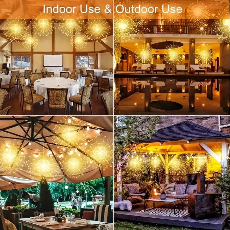 Firework Lights Waterproof Hanging, 200 LED Battery Operated Decorative String Lights Outdoor for Wedding, Party, Backyard, Patio Indoor