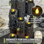 Black Tea Lights Candles Battery Operated, 200+Hour Flameless Flickering Fake Electric LED Colored Tealights Candles for Halloween