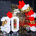 Red Gold White Balloon Garland Arch Kit, 187Pcs Explosion Star Balloons Red White Metallic Gold Confetti Latex Balloon for Valentine's Day