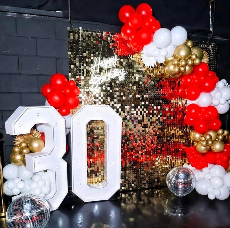 Red Gold White Balloon Garland Arch Kit, 187Pcs Explosion Star Balloons Red White Metallic Gold Confetti Latex Balloon for Valentine's Day