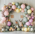 Dusty Green Pink Yellow Balloon Garland - Double Stuffed Pastel Pink Lilac Yellow Balloons Haze Pink Purple Green Floral Balloon Arch Kit